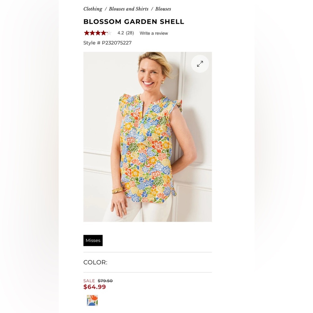 Talbots Plus Blossom Garden Shell Multi Color Flo… - image 6